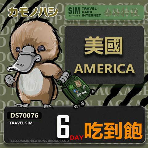 【鴨嘴獸 旅遊網卡】Travel Sim 美國6日 吃到飽上網卡  旅遊卡