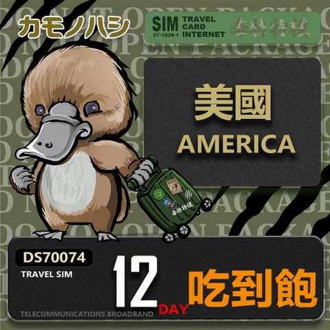 Platypus 鴨嘴獸 【鴨嘴獸 旅遊網卡】Travel Sim 美國 12日吃到飽上網卡 旅遊卡