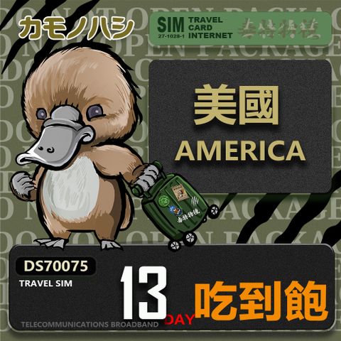 Platypus 鴨嘴獸 【鴨嘴獸 旅遊網卡】Travel Sim 美國13日 吃到飽上網卡  旅遊卡