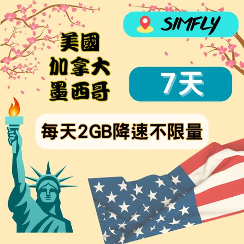 【美國 加拿大 墨西哥 7天每天2GB降速吃到飽】