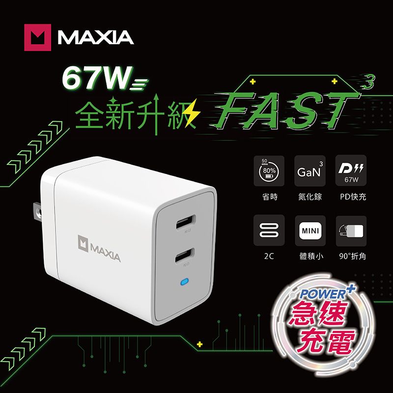  全網GaN最「小」體積 67W超大功率充電器