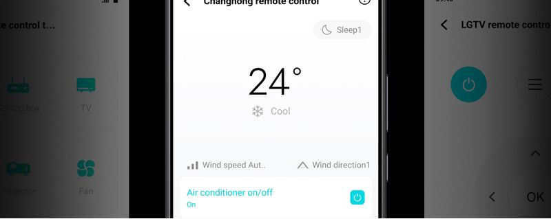 e control t boxTVProjector24CoolSleep1. Wind speed ut..Air conditioner on/offA Wind direction1Fan LGTV remote controOK