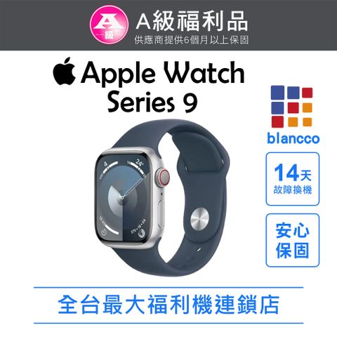 【福利品】Apple Watch Series 9 GPS 4G/45mm (銀色不鏽鋼錶殼)M/L