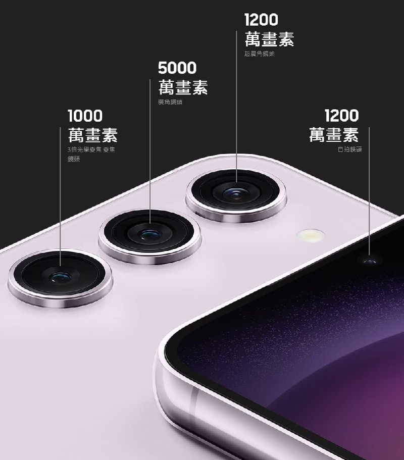 1000萬畫素3倍光學 鏡頭5000萬畫素廣角鏡頭1200萬畫素超廣角鏡頭1200萬畫素自拍鏡頭