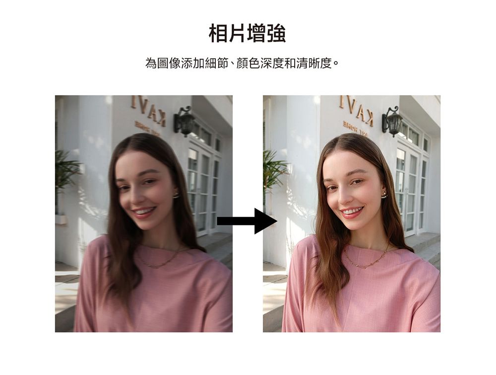相片增強為圖像添加細節、顏色深度和清晰度。