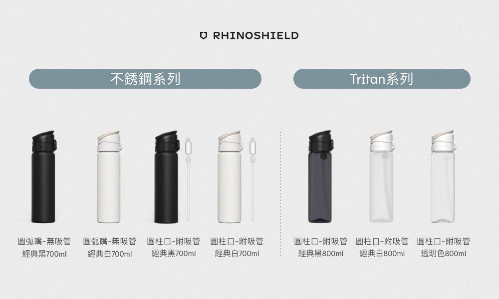 不銹鋼系列RHINOSHIELDTritan系列圓弧嘴無吸管經典黑700ml圓弧嘴無吸管經典白700ml圓柱口-附吸管經典黑 700ml圓柱口-附吸管經典白700ml圓柱口-附吸管經典黑 800ml圓柱口-附吸管經典白800ml圓柱口-附吸管透明色800ml