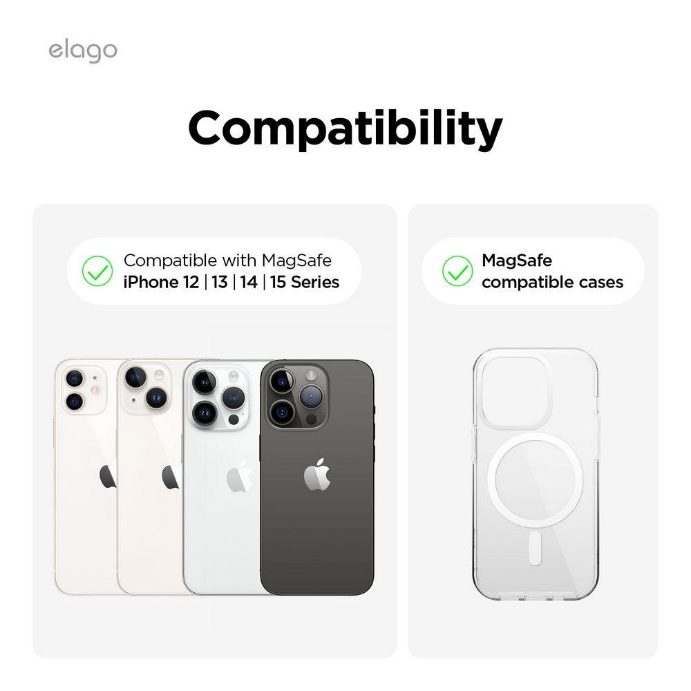 elagoCompatibilityCompatible with MagSafeiPhone 12  13  14  15 SeriesMagSafecompatible cases