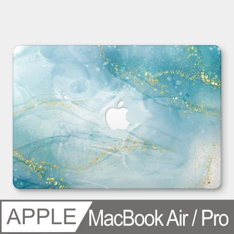 PIXOSTYLE 仿水藍色大理石 MacBook Air / Pro 防刮保護殼(贈折疊支架:顏色隨機)