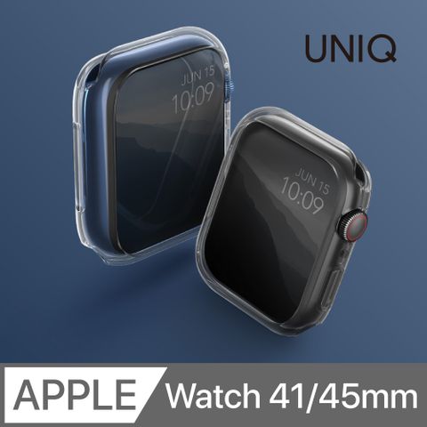 UNIQ Glase Apple Watch 7 輕薄透明防撞保護框 41/45 mm（2入 透明+透黑）