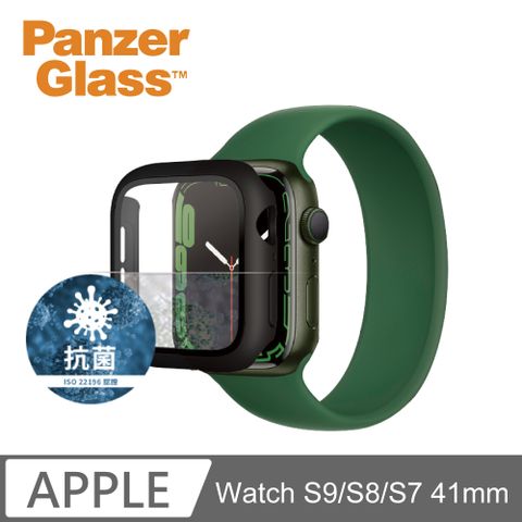 PanzerGlass Apple Watch S9 / S8 / S7 41mm 全方位防護高透鋼化漾玻保護殼-黑