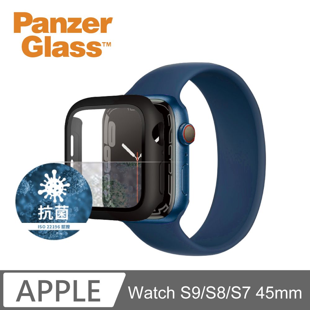 PanzerGlass  Apple Watch S9 / S8 / S7 45mm 全方位防護高透鋼化漾玻保護殼-黑