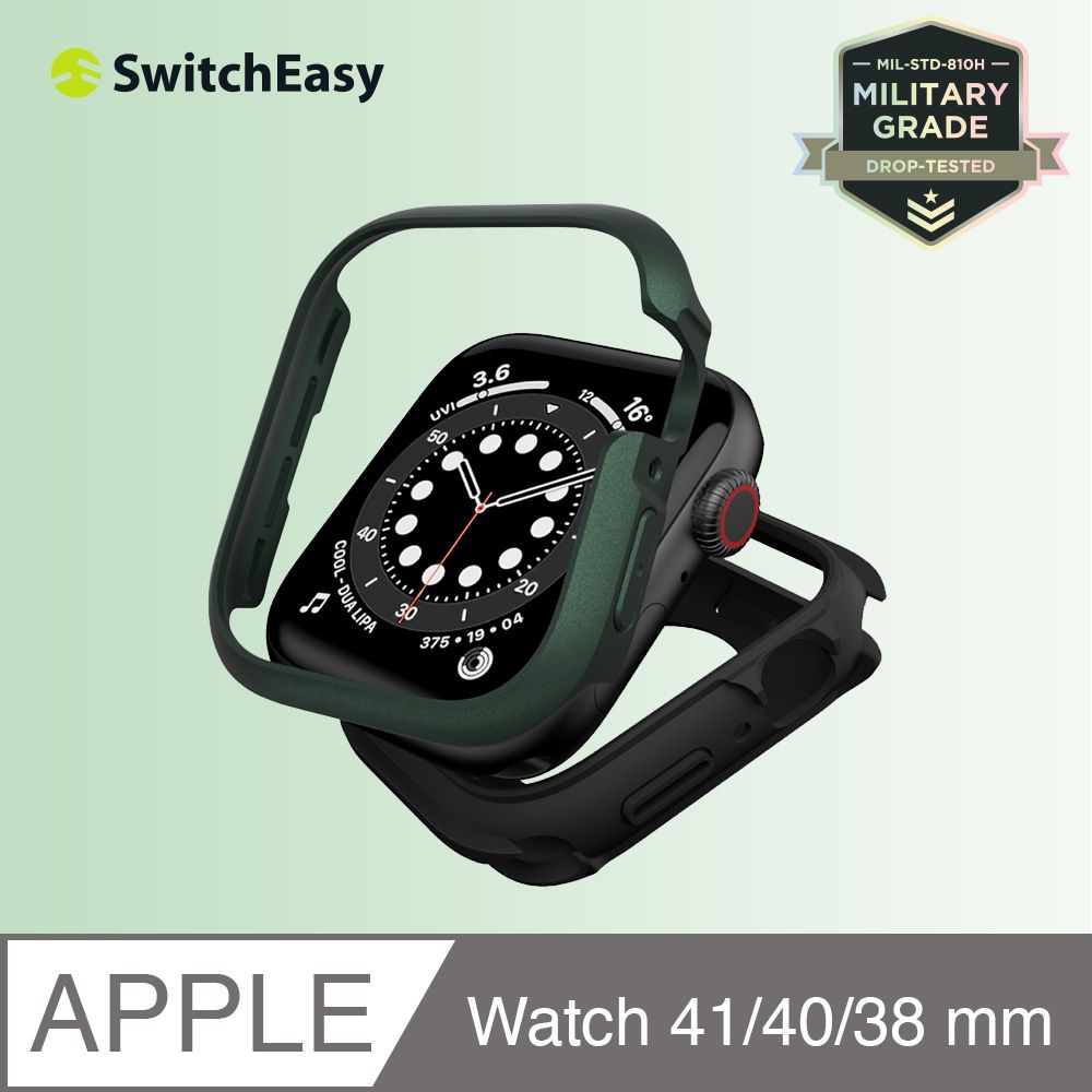 美國魚骨SwitchEasy Apple Watch 7 Odyssey 鋁合金手錶保護殼41mm 綠色