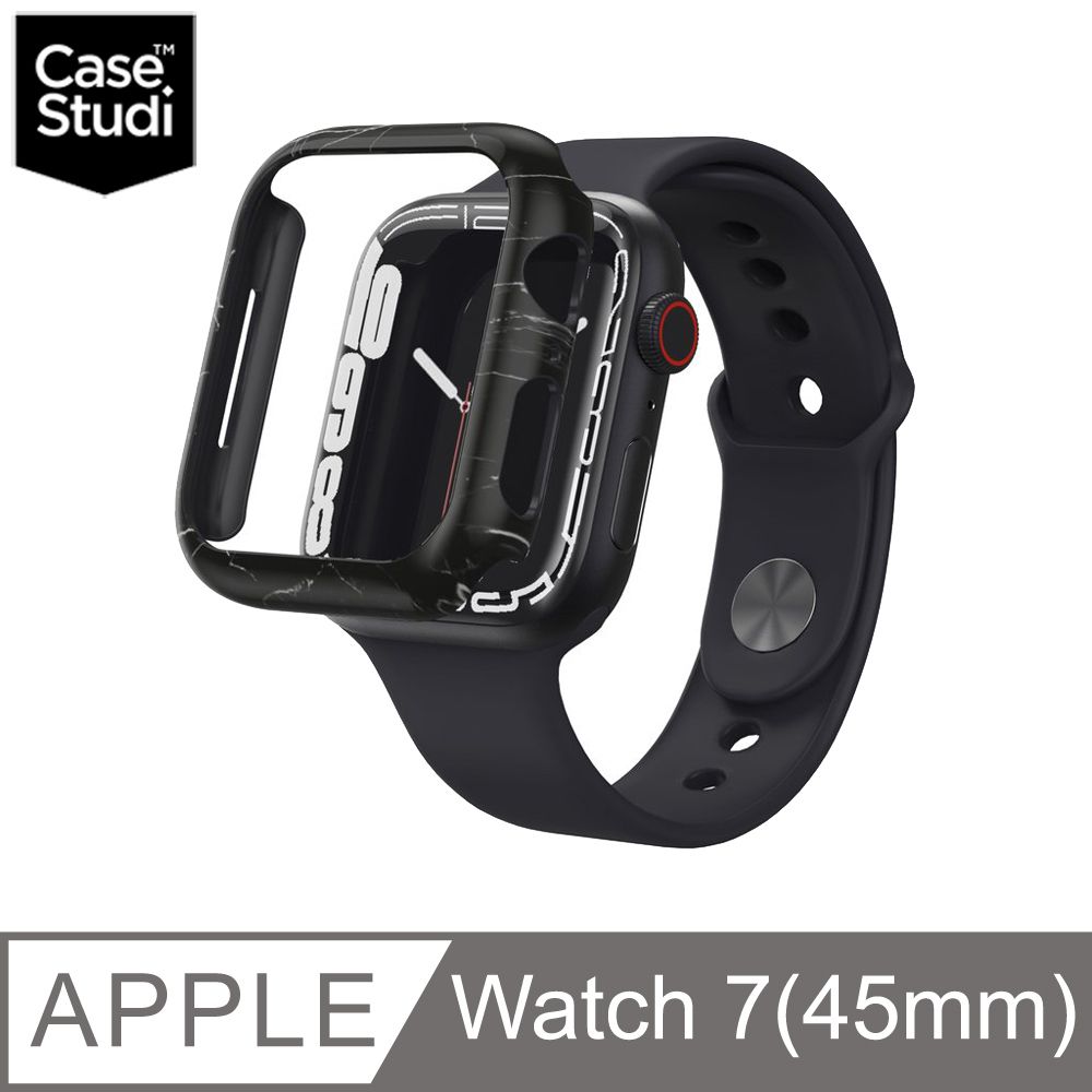 CaseStudi  AppleWatch 9/8/7 45mm Prismart 錶殼(相容44mm Watch)-黑色石紋