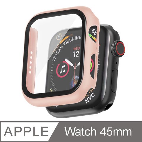 IN7 Apple Watch Series 7 手錶防摔電鍍保護殼 PC+鋼化膜 保護套45mm-粉紅