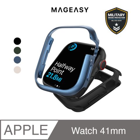 MAGEASY Apple Watch 9/8/7 41mm Odyssey 鋁合金手錶保護殼,藍色