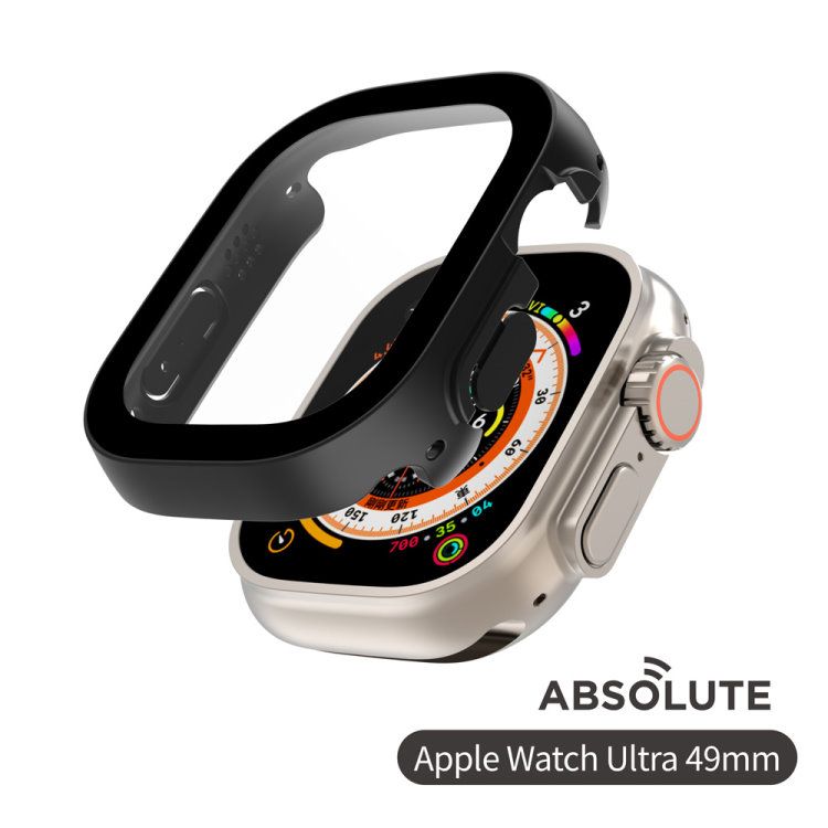 ABSOLUTE Apple Watch Ultra 49mm 極輕量防護高淨透鋼化玻璃保護殼-霧