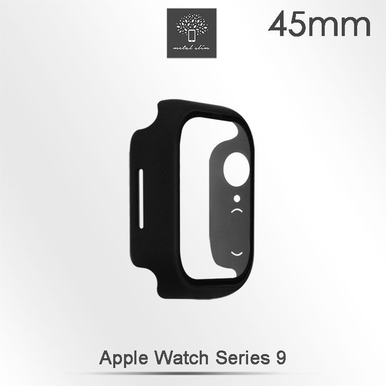 Metal-Slim Apple Watch Series 9 45mm 鋼化玻璃+PC 雙料全包覆防摔保護殼