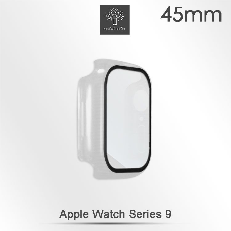 Metal-Slim Apple Watch Series 9 45mm 鋼化玻璃+PC 雙料全包覆防摔保護殼