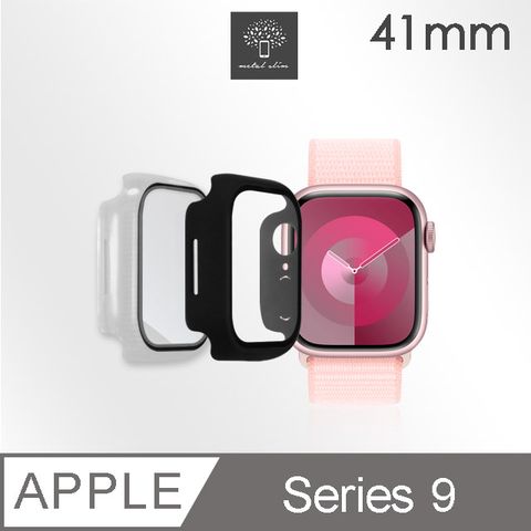 for Apple Watch Series 9 41mm鋼化玻璃+PC 雙料全包覆防摔保護殼