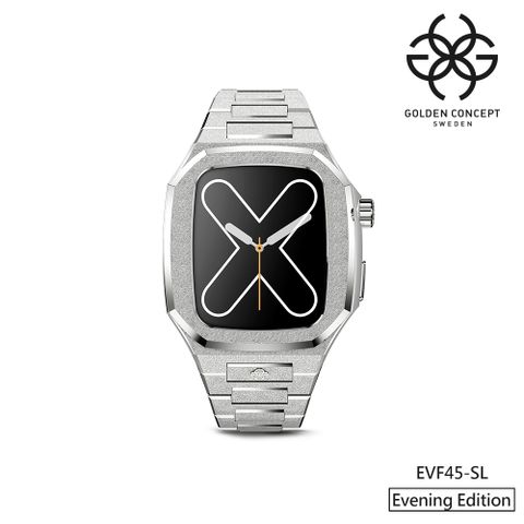 舉手投足之間都散發優雅魅力【Golden Concept】APPLE WATCH 45mm 銀色不鏽鋼錶帶 銀色錶框 WC-EVF45-SL