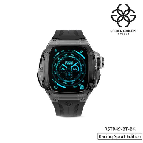 舉手投足之間都散發優雅魅力【Golden Concept】APPLE WATCH 49mm 黑色橡膠錶帶 透明鈦合金錶框 WC-RSTR49-BT-BK