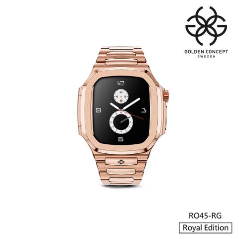 優雅和經典風格的象徵【Golden Concept】APPLE WATCH 45mm 玫瑰金色不銹鋼錶帶 18K玫瑰金不銹鋼錶框 WC-RO45-RG