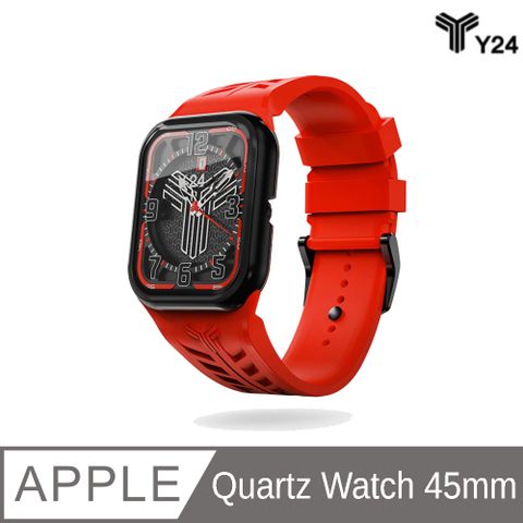 ◤送5% P幣，再送行動電源10000mAh+原廠紙袋◢【Y24】Quartz Watch 45mm 石英錶芯手錶 (錶芯+錶帶) 紅/黑 QW-45-BK-RE