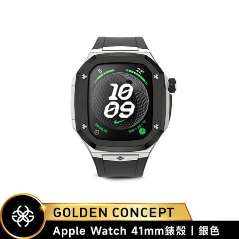 ◤送原廠紙袋◢【Golden Concept】Apple Watch 41mm 黑橡膠錶帶 銀錶框 WC-SPIII41-SL-BK
