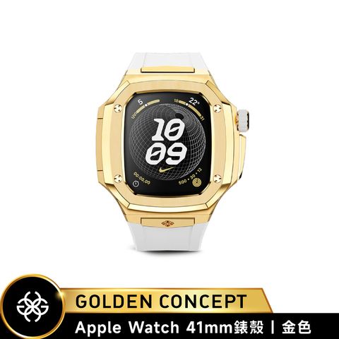 ◤送原廠紙袋◢【Golden Concept】Apple Watch 41mm 白橡膠錶帶 金錶框 WC-SPIII41-G