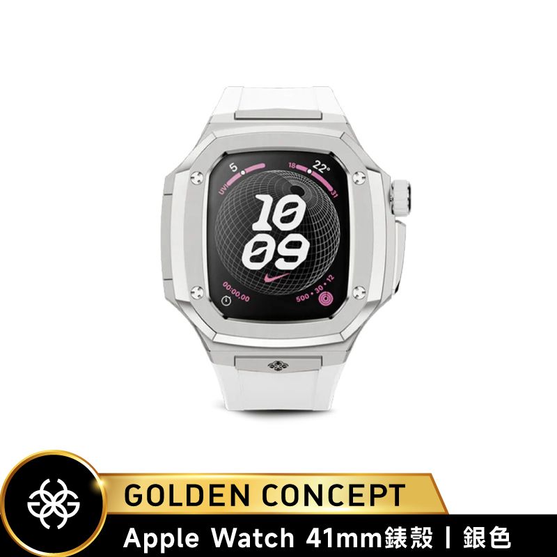 Golden Concept Apple Watch 41mm 白橡膠錶帶 銀錶框 WC-SPIII41-SL