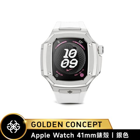 ◤送原廠紙袋◢【Golden Concept】Apple Watch 41mm 白橡膠錶帶 銀錶框 WC-SPIII41-SL