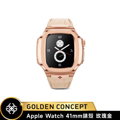 ◤送原廠紙袋◢【Golden Concept】Apple Watch 41mm 玫瑰金皮革錶帶 玫瑰金錶框 WC-ROL41-RG
