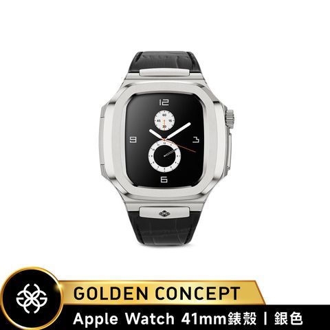 ◤送原廠紙袋◢【Golden Concept】Apple Watch 41mm 黑皮革錶帶 銀錶框 WC-ROL41-SL