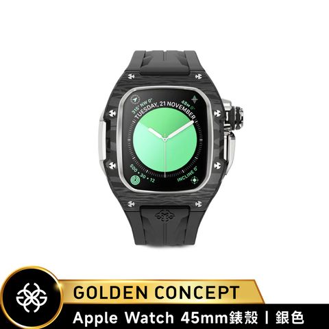 ◤送原廠紙袋◢【Golden Concept】Apple Watch 45mm 黑橡膠錶帶 銀錶框 WC-RSCIII45-BK-SC