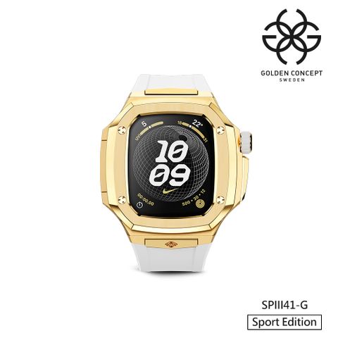 奢華與科技融為一體【Golden Concept】APPLE WATCH 41mm 白色橡膠錶帶 18K金錶框 WC-SPIII41-G