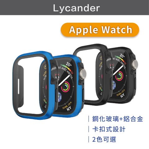 【Lycander】NAKEN W9 Apple Watch 45mm 鋼化玻璃鋁合金保護殼(完整包覆/一體成型/精準開孔)