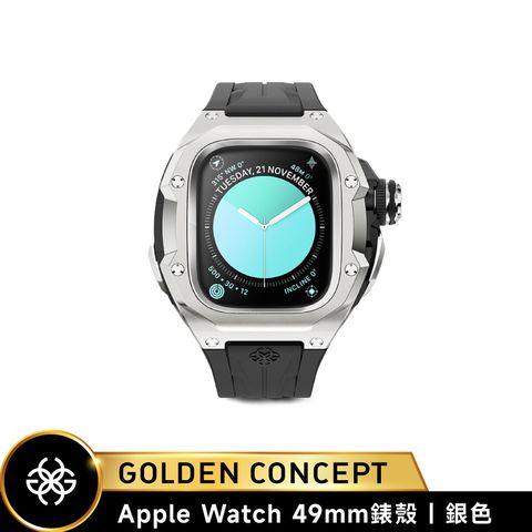Golden Concept Apple Watch 49mm 黑橡膠錶帶 銀錶框 WC-RSTIII49-BK-SL