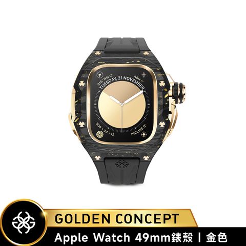 Golden Concept Apple Watch 49mm 黑橡膠錶帶 金錶框 WC-RSCIII49-BK-GC