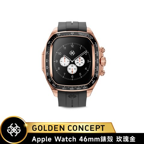 Golden Concept Apple Watch 46mm 黑錶帶 玫金錶框 WC-CRS46-RG-BK
