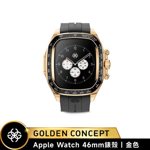 【Golden Concept】Apple Watch 46mm 黑錶帶 金錶框 WC-CRS46-G-BK