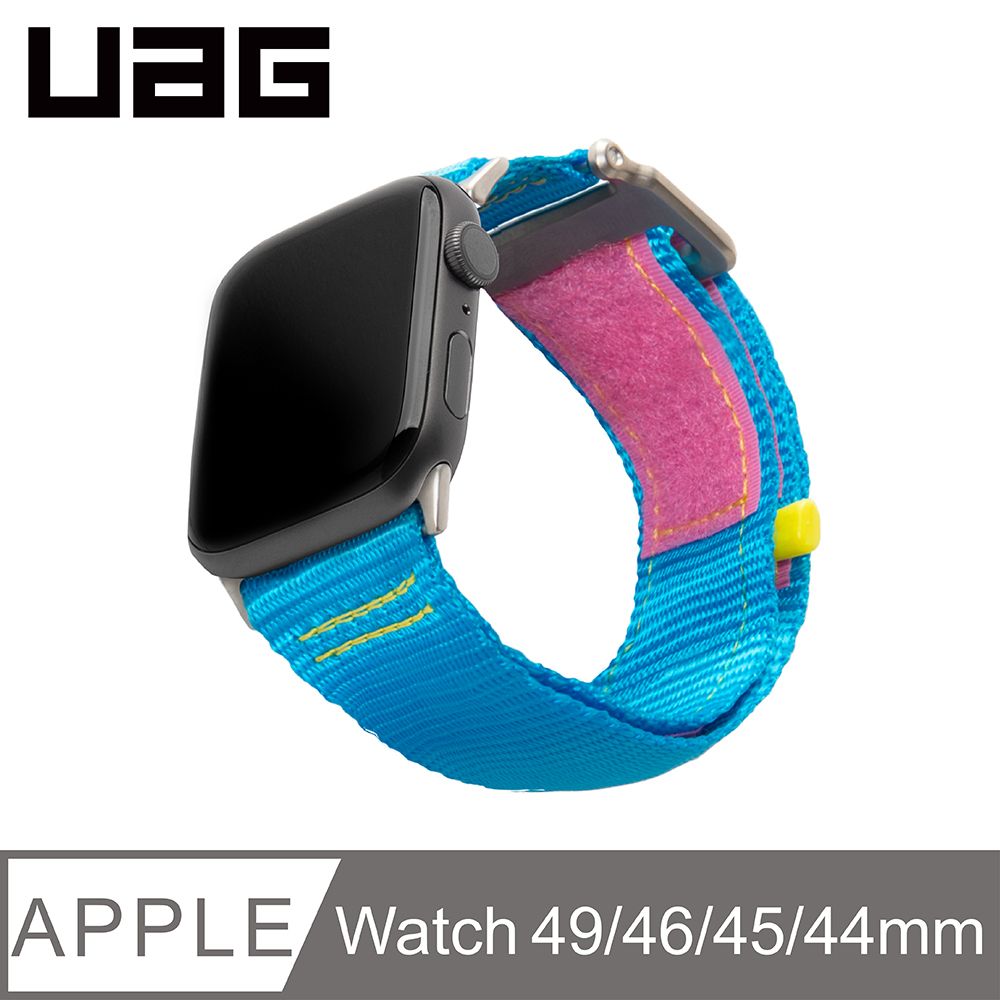 UAG Apple Watch 42/44/45/46/49mm 時尚尼龍錶帶(加長版)-藍粉