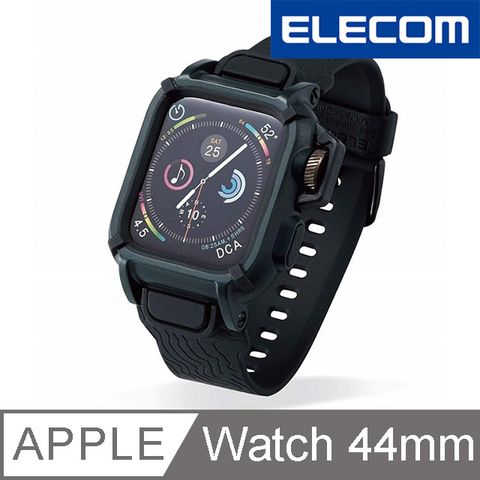 ELECOM Apple Watch 44mm NESTOUT保護殼錶帶-黑