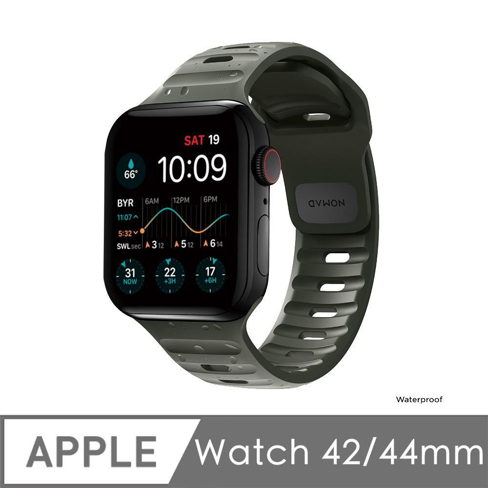 美國NOMAD Apple Watch專用運動風FKM橡膠錶帶-44/42mm 灰綠- PChome