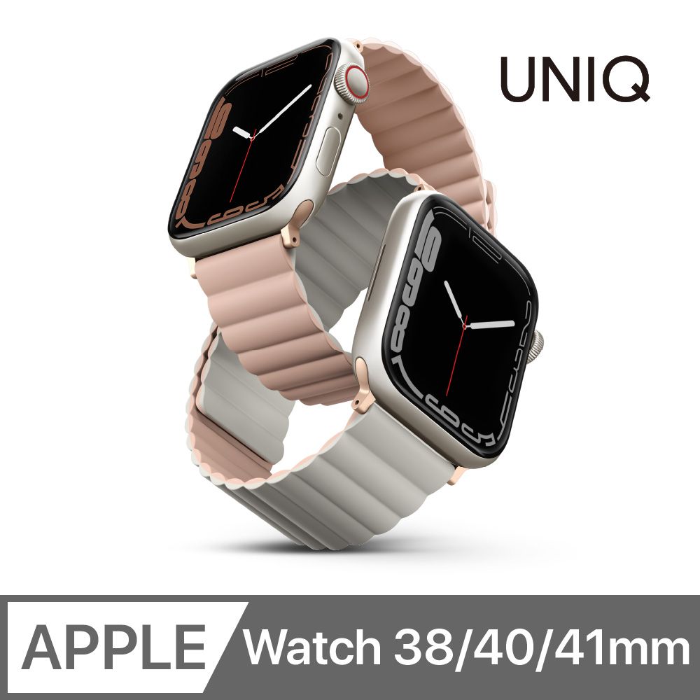 UNIQ Revix Apple Watch 雙色防水矽膠磁吸錶帶 38/40/41mm 共用款 粉米色