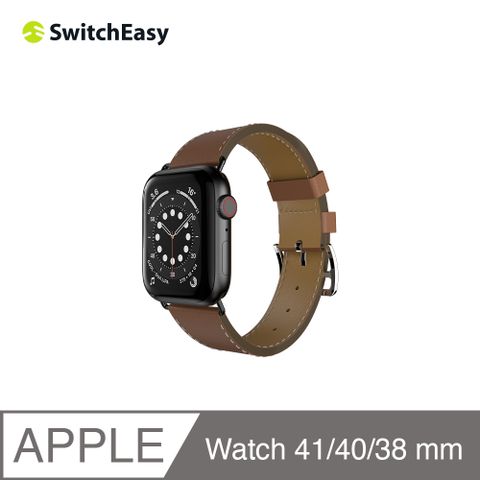 魚骨牌 SwitchEasyApple Watch 9/8/7Classic 真皮錶帶 41/40/38 mm 棕色