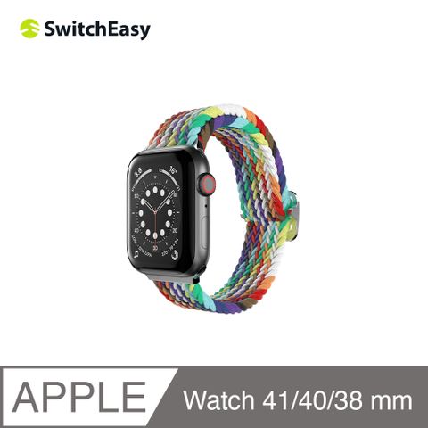 魚骨牌 SwitchEasyApple Watch 9/8/7Candy 編織尼龍錶帶 41/40/38 mm, 彩虹