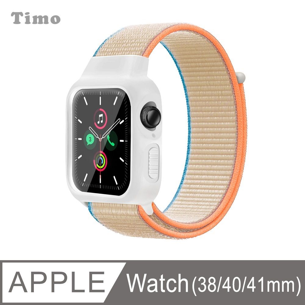 Timo Apple Watch 38/40/41mm 一體式全包覆 尼龍織紋回環替換手環錶帶