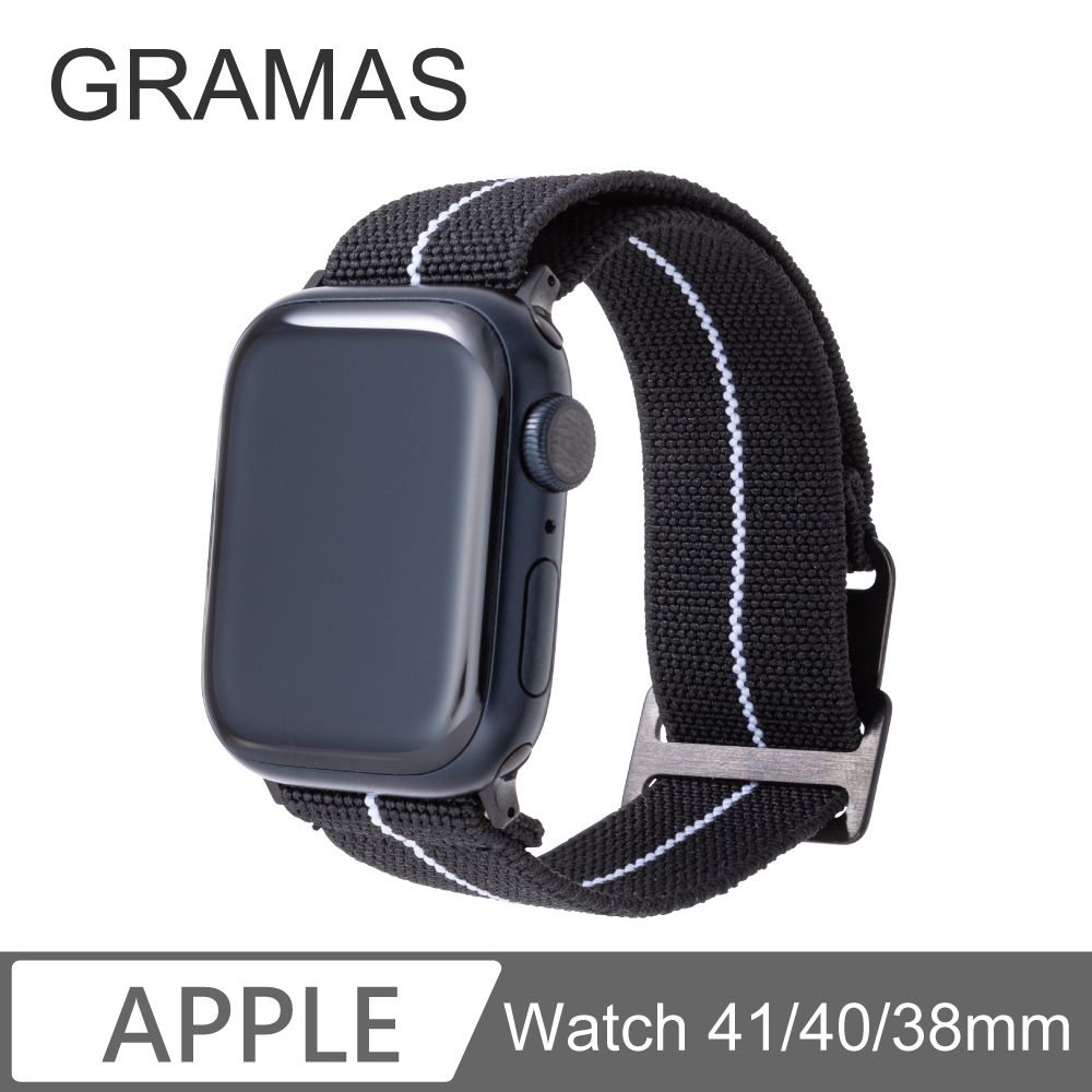 Gramas  Apple Watch 38/40/41mm 法國海軍帆布錶帶-黑