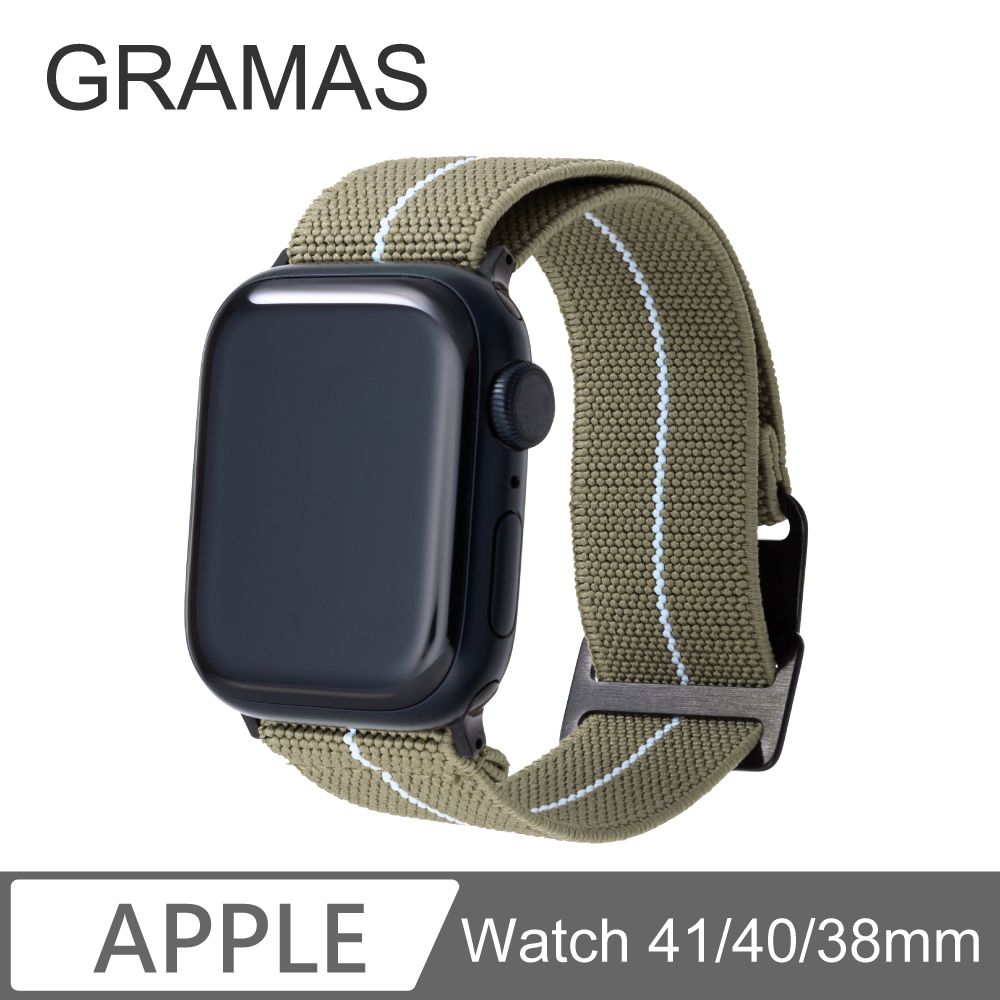 Gramas  Apple Watch 38/40/41mm 法國海軍帆布錶帶-橄欖綠