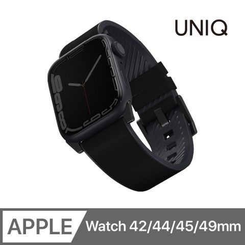 UNIQ Straden Apple Watch 防潑水皮革矽膠錶帶 42/44/45/49mm 共用款 黑色